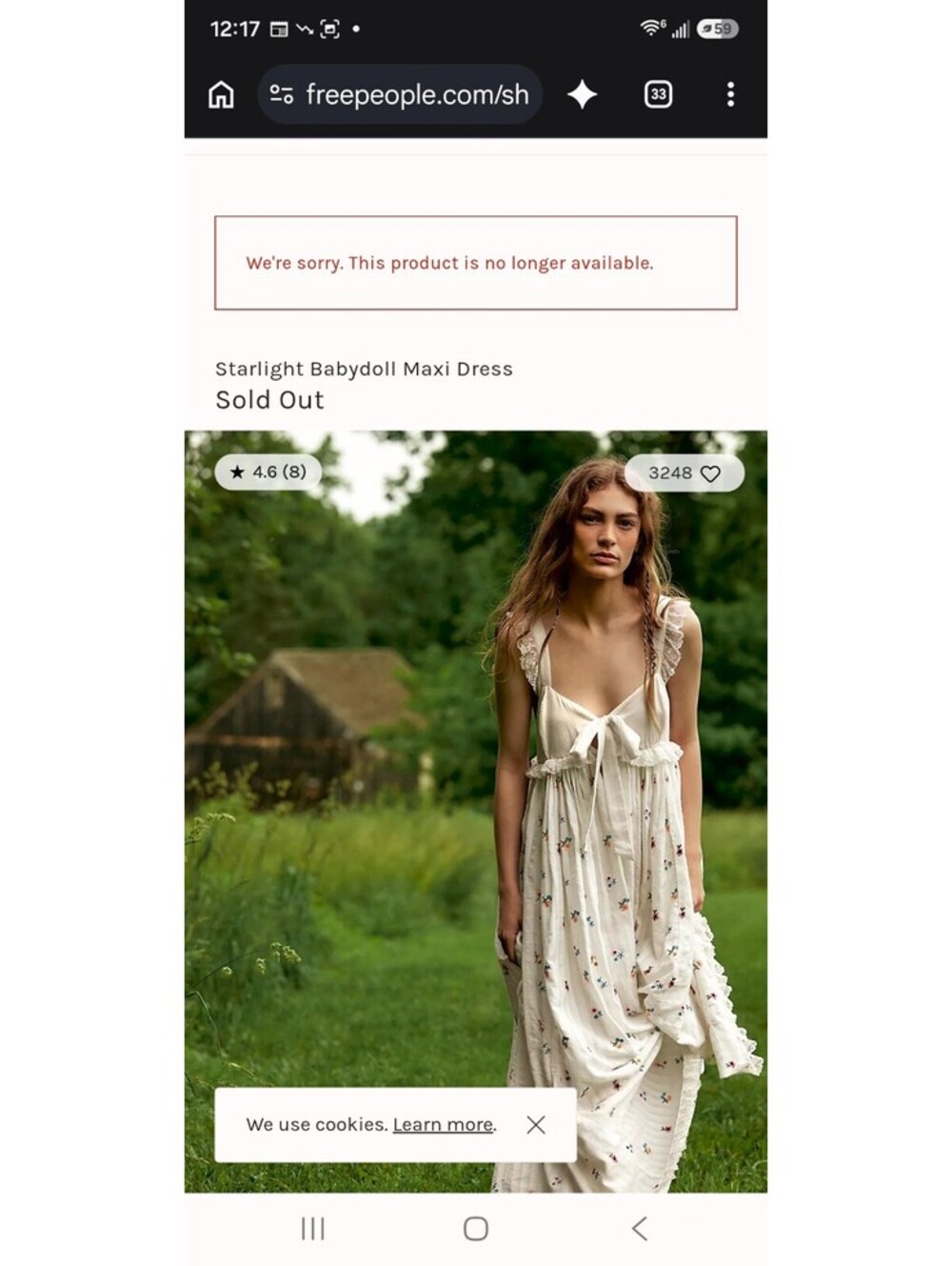 Free People cotton peasant dress. Starlight babydoll, Large. Retail $300, - Picture 8 of 9